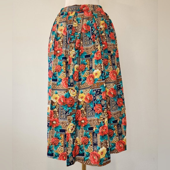 Vintage Kim Rogers Colorful Flowery Teachers Skirt - Picture 2 of 8